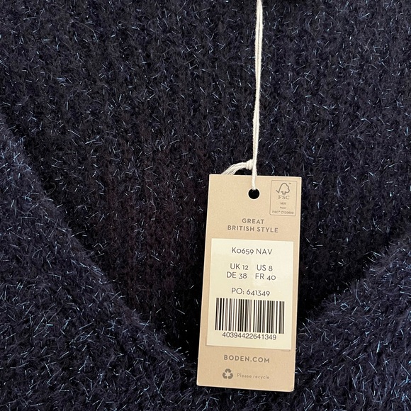 NWT! Boden Chunky Fluffy V-Neck Wool & Alpaca-Blend Sweater, Size 8 - Picture 6 of 7